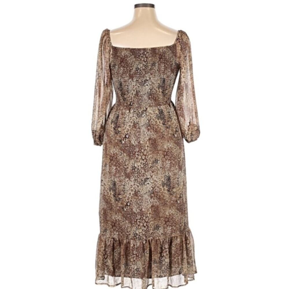 Betsey Johnson Women's Size Large Brown Snake Print Long Sleeve Midi Dress - Picture 3 of 8